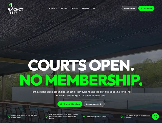 Sitio web de Racket Club